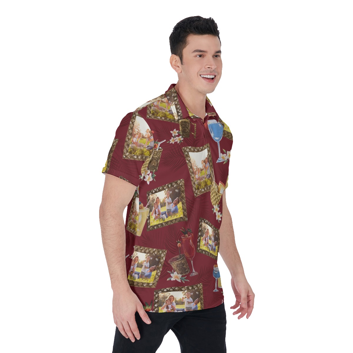 Funny Custom Photos Tropical Drinks Hawaiian Polo Shirt