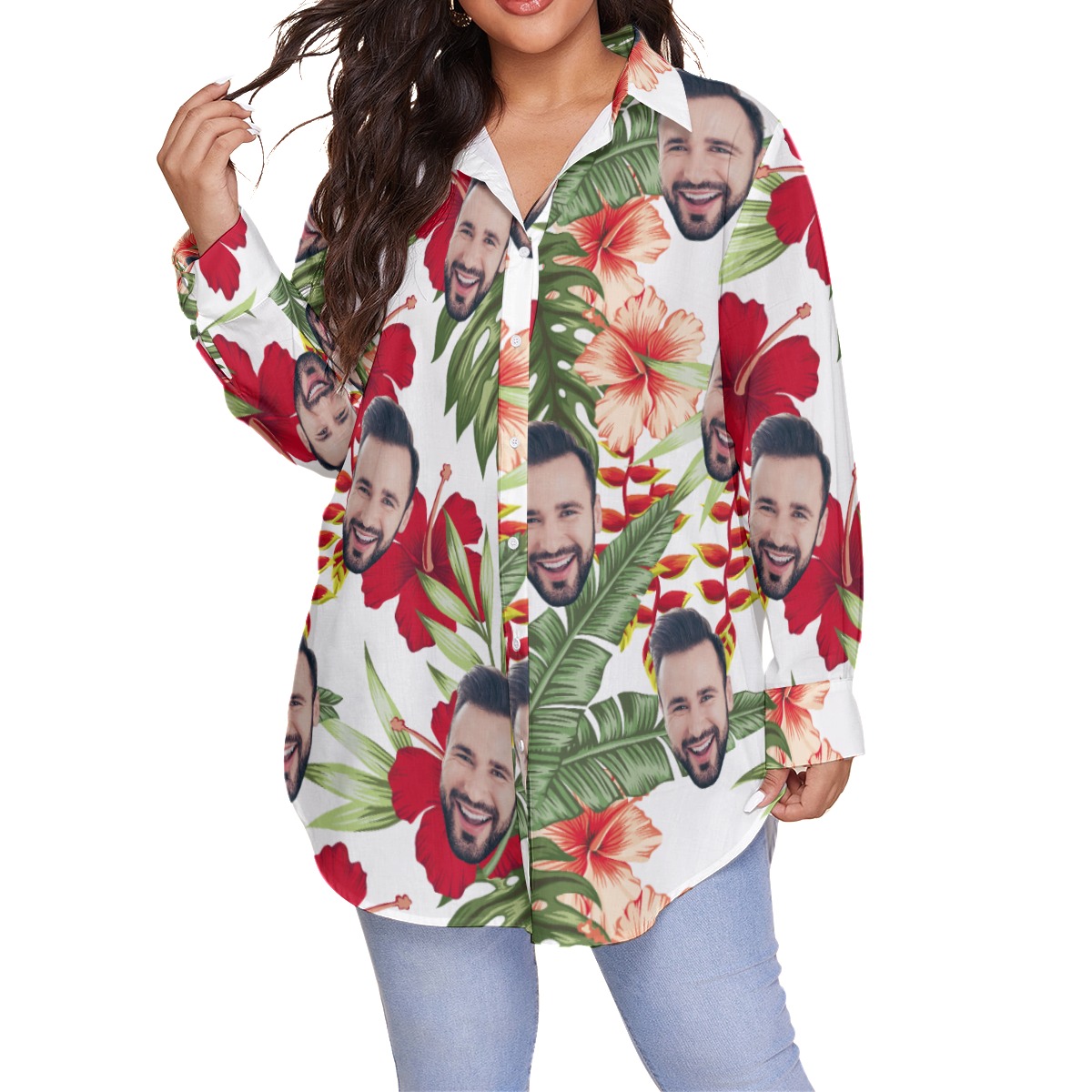 Women's Custom Face Plus Size Hawaiian Shirts