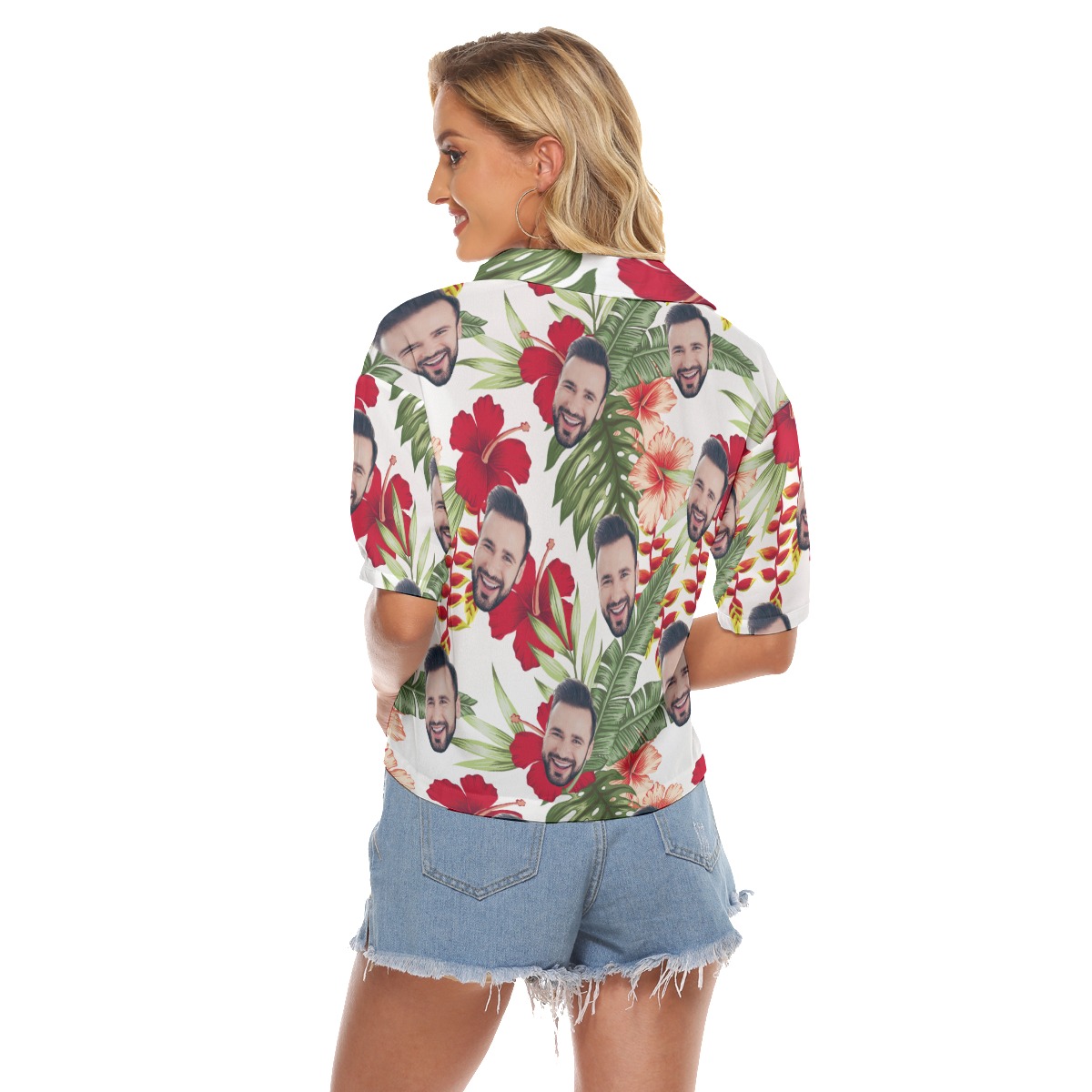 Women's Custom Face Crop Top Hawaiian Shirts