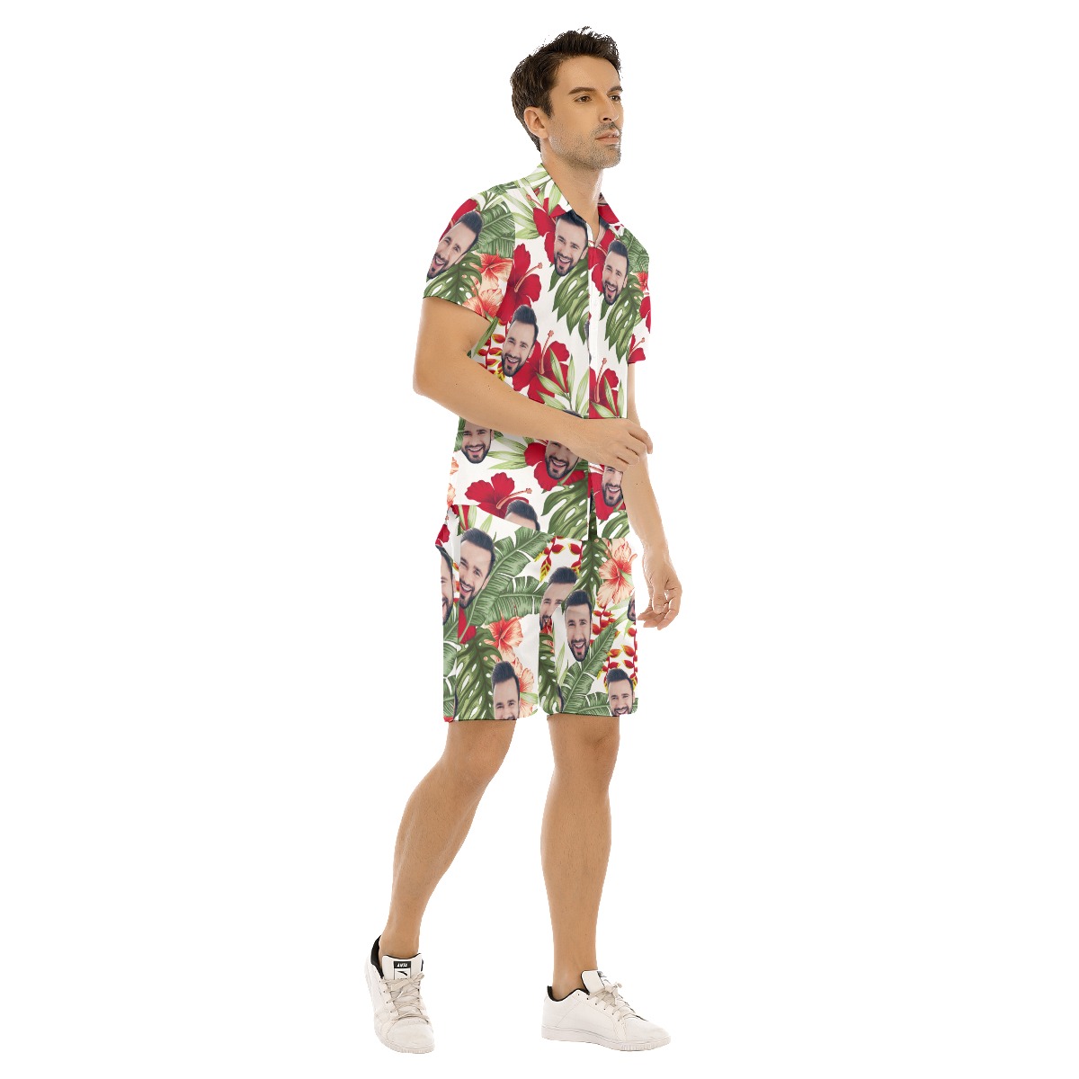 Custom Face Hawaiian Shirt And Shorts For Men