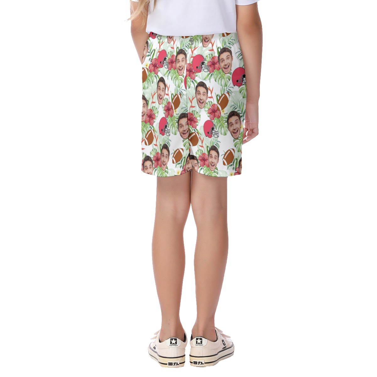 Cute Football Custom Face Hawaiian Beach Shorts For Kids