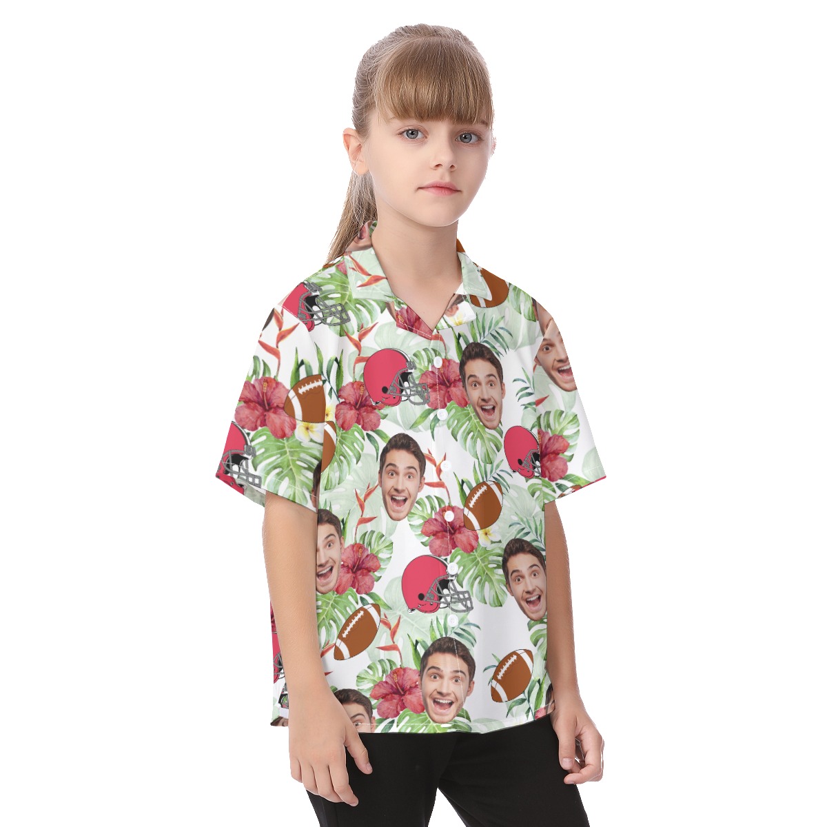 Funny Football Custom Face Hawaiian Shirt For Kids