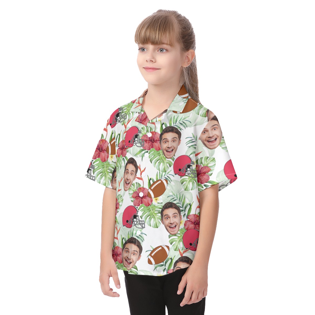Funny Football Custom Face Hawaiian Shirt For Kids