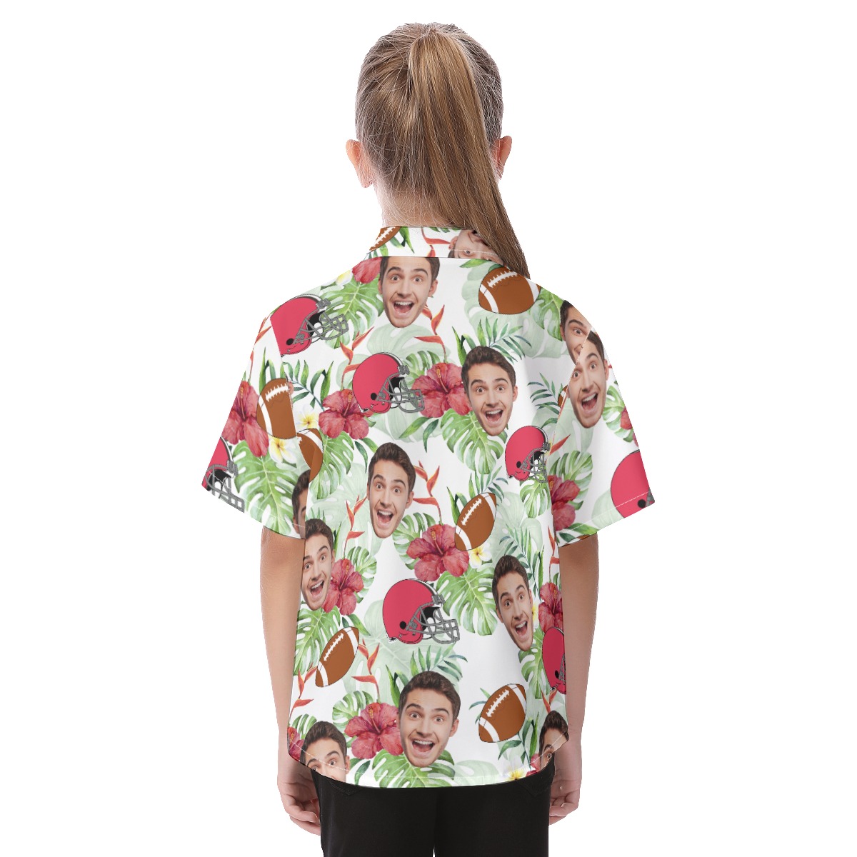 Funny Football Custom Face Hawaiian Shirt For Kids