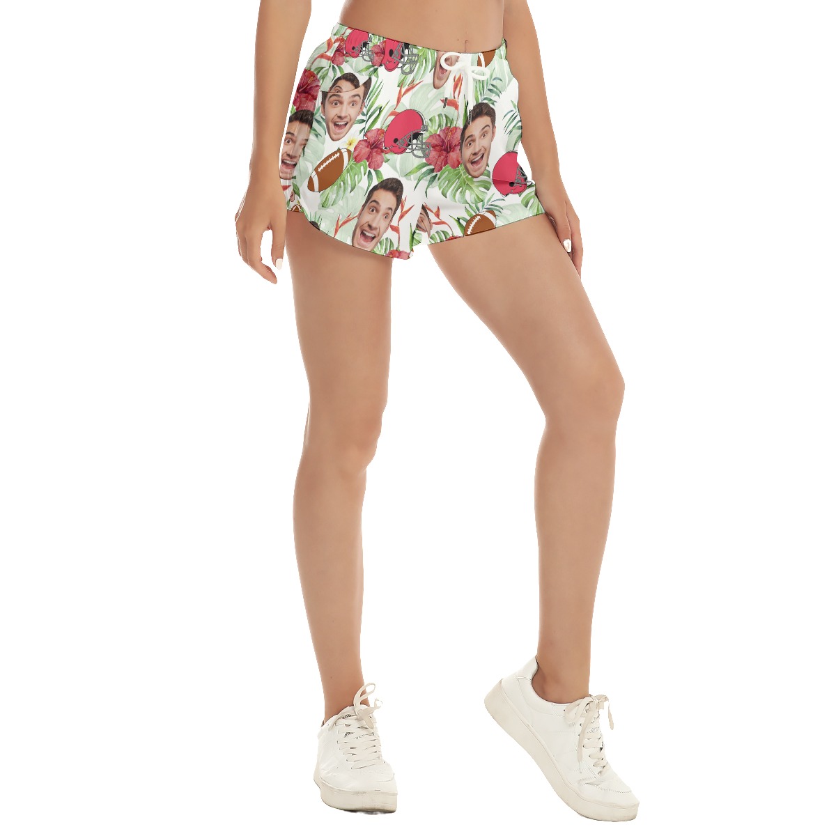 Funny Football Custom Face Summer Beach Shorts For Women