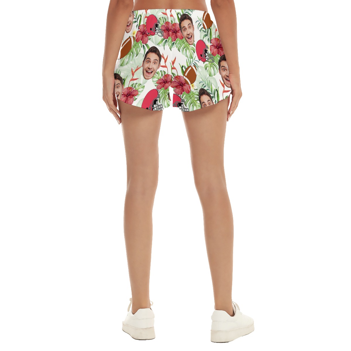 Funny Football Custom Face Summer Beach Shorts For Women