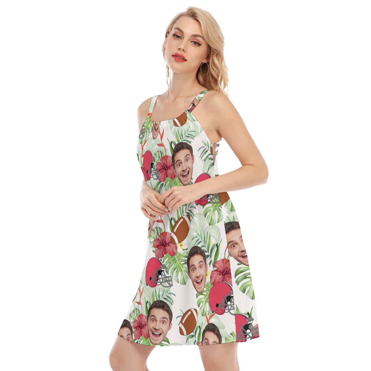 Funny Football Custom Face Aloha Cami Dress For Women