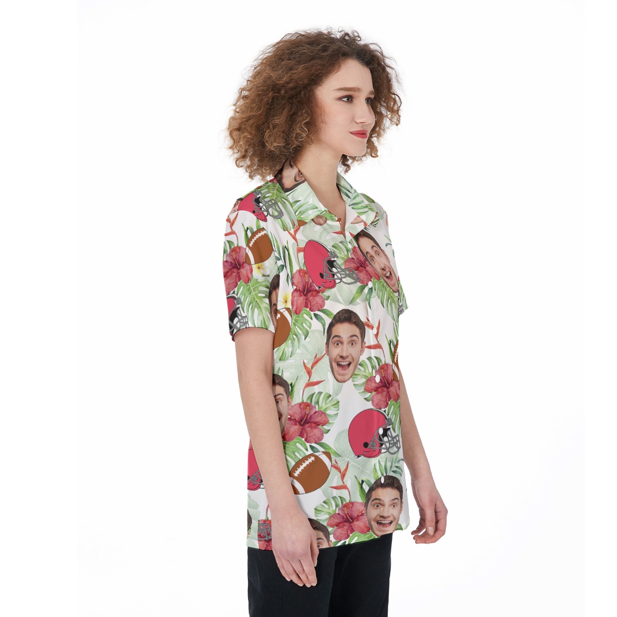 Cool Football Custom Face Hawaiian Shirt For Women
