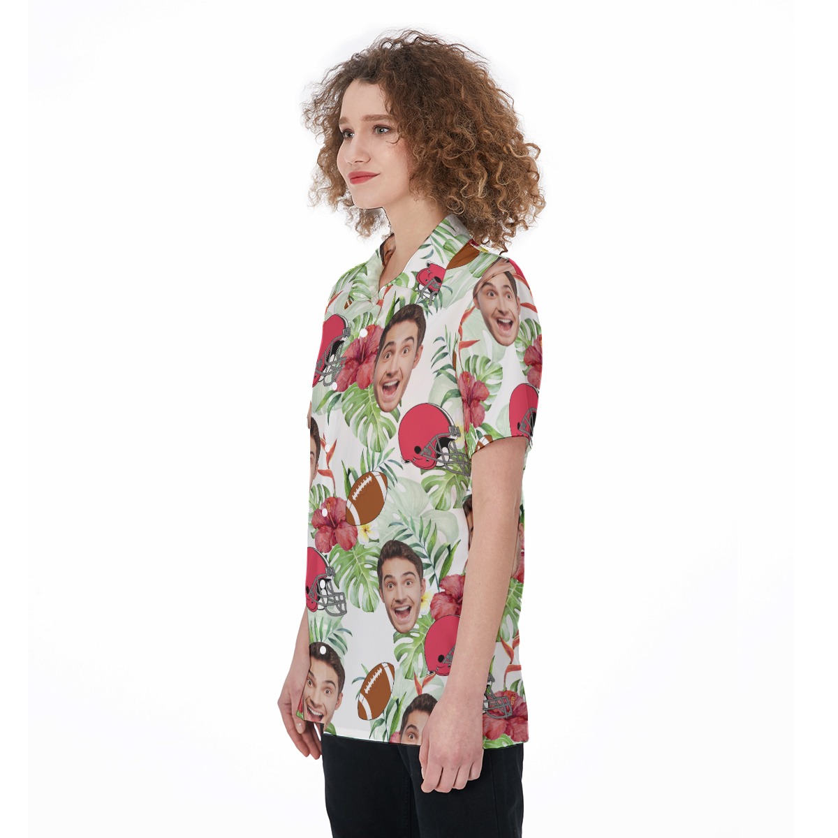 Cool Football Custom Face Hawaiian Shirt For Women