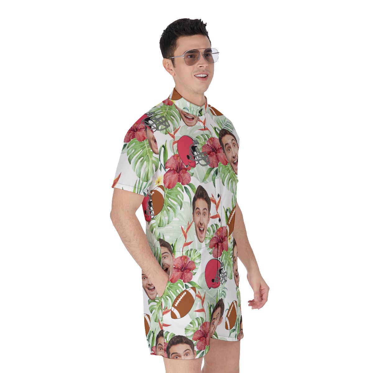 Funny Custom Face Football Hawaiian Romper