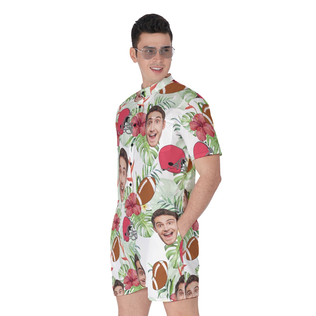 Funny Custom Face Football Hawaiian Romper