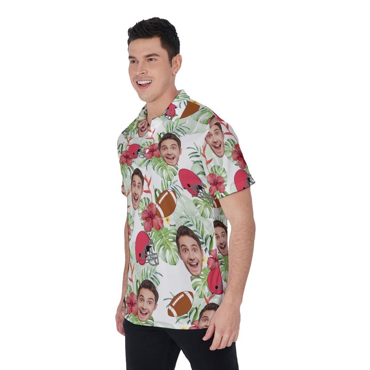 Funny Custom Face Football Hawaiian Polo Shirt