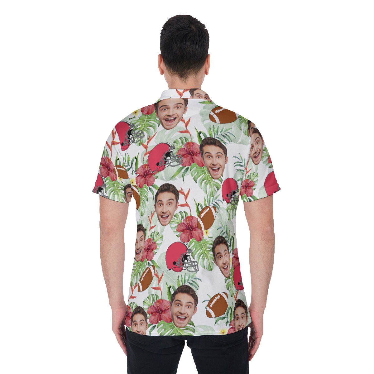Funny Custom Face Football Hawaiian Polo Shirt