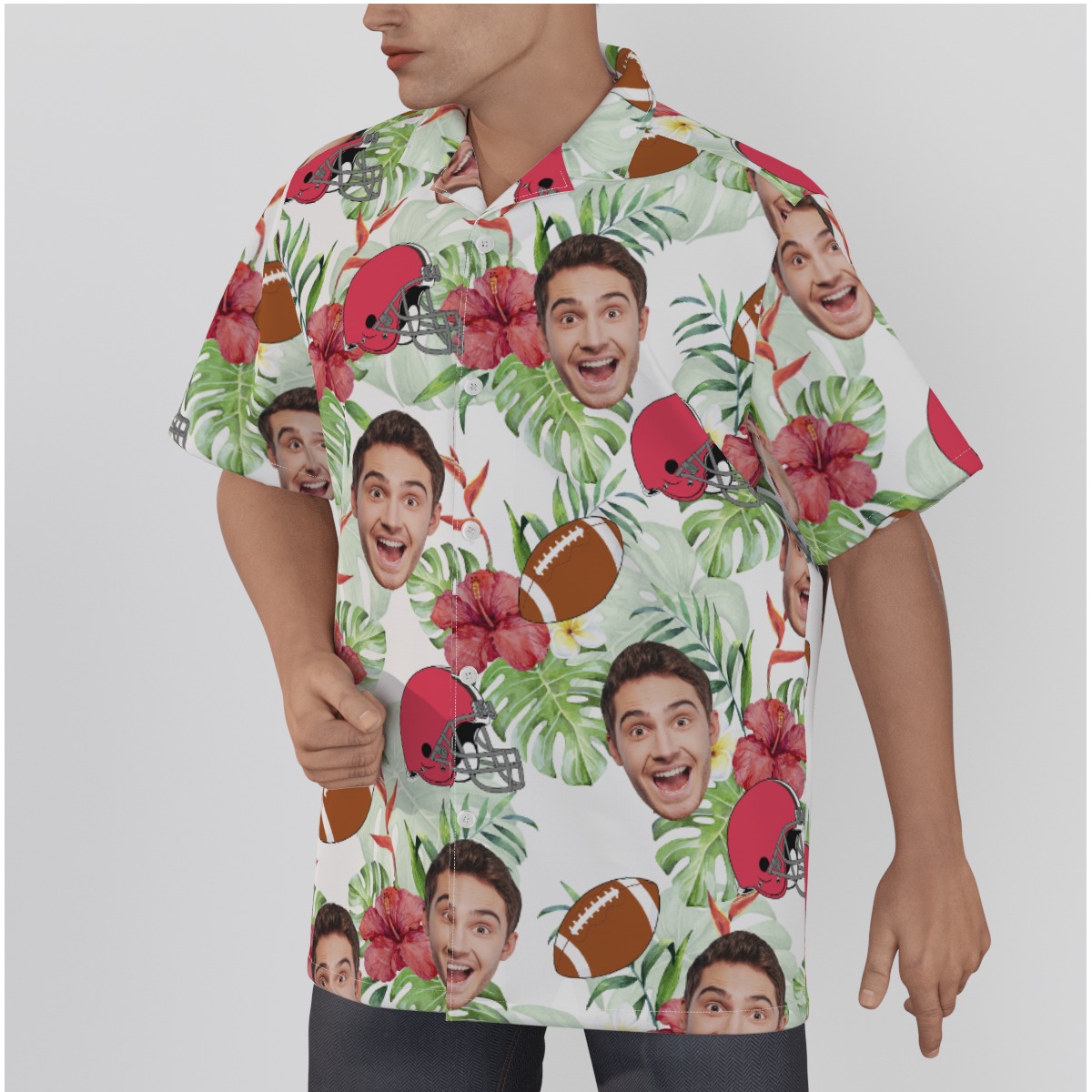Football Custom Face Hawaiian Shirt
