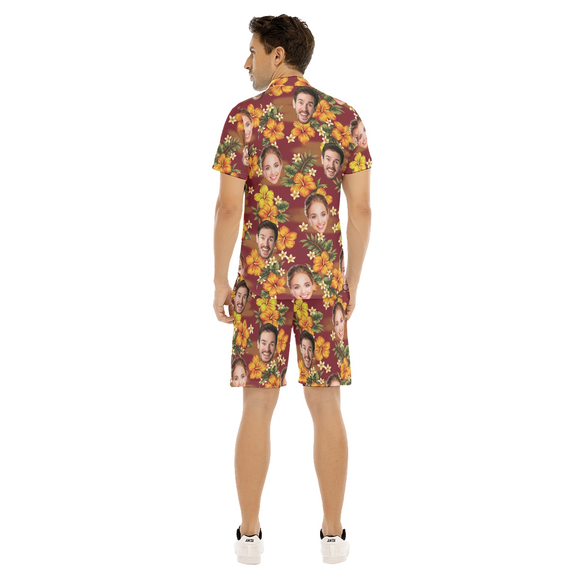 Custom Face Hawaiian Beach Shirt Set For Men