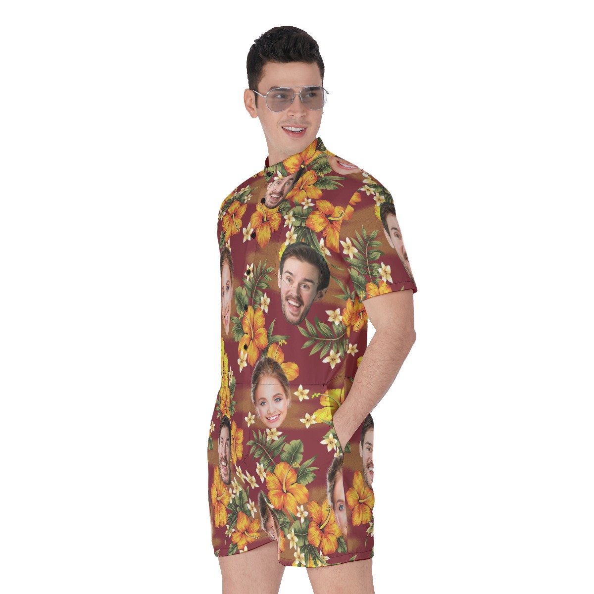 Men's Tropical Romper With Custom Face