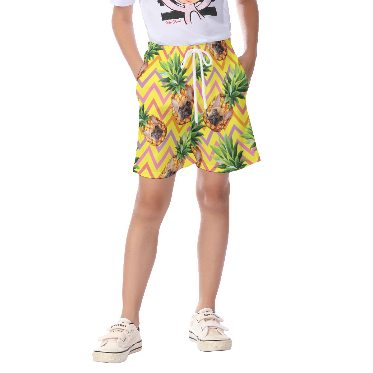 Funny Custom Pineapple Summer Beach Shorts With Pet Face For Kids - variant image 1