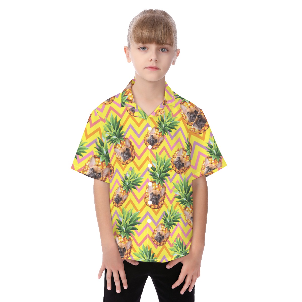 Cute Custom Pineapple Hawaiian Shirt With Pet Face For Kids - variant image 1