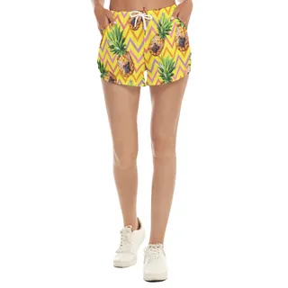 Pineapple Custom Pet Face Hawaiian Summer Beach Shorts For Women
