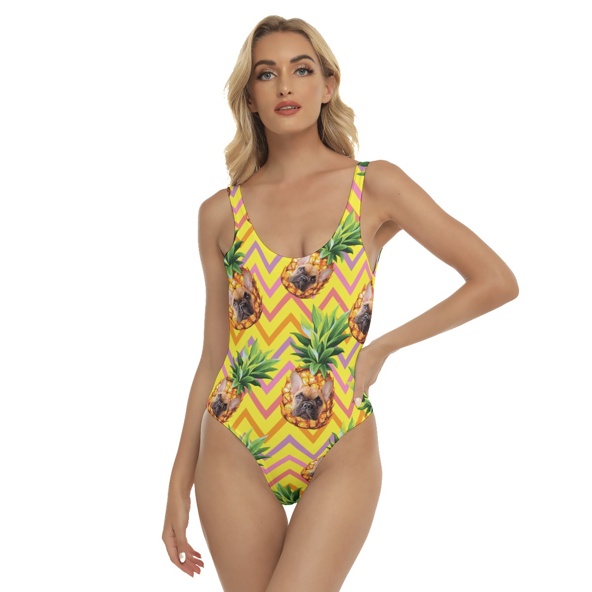 Funny Custom Pet Face Hawaiian Swimsuit For Women - variant image 1