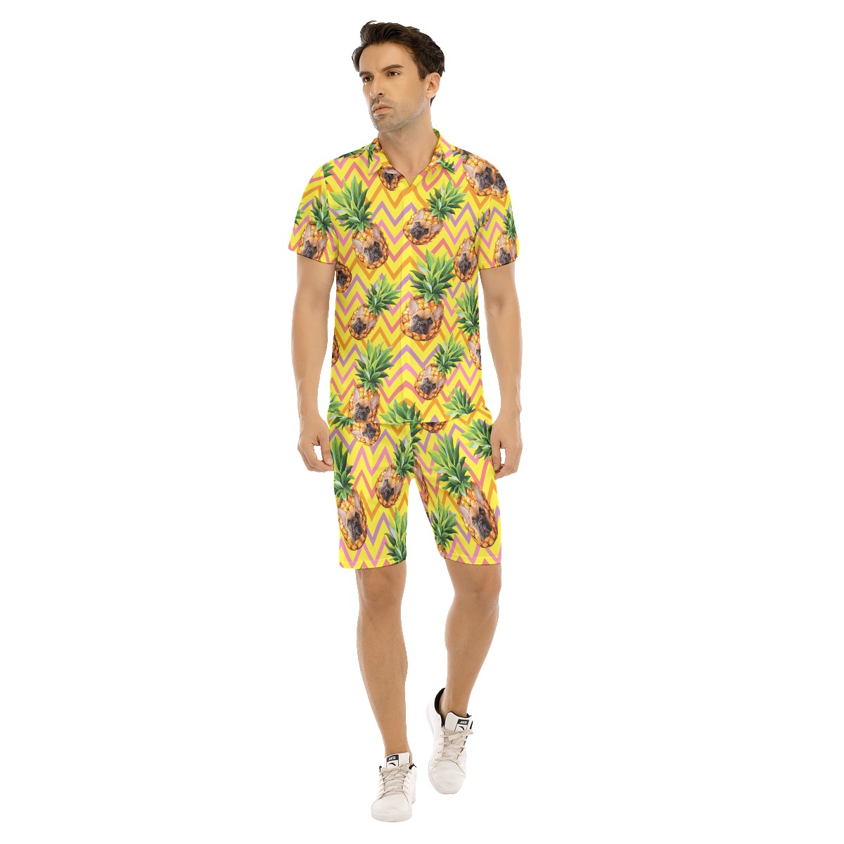 Funny Custom Pet Face With Pineapple Hawaiian Shirt And Shorts For Men - variant image 1