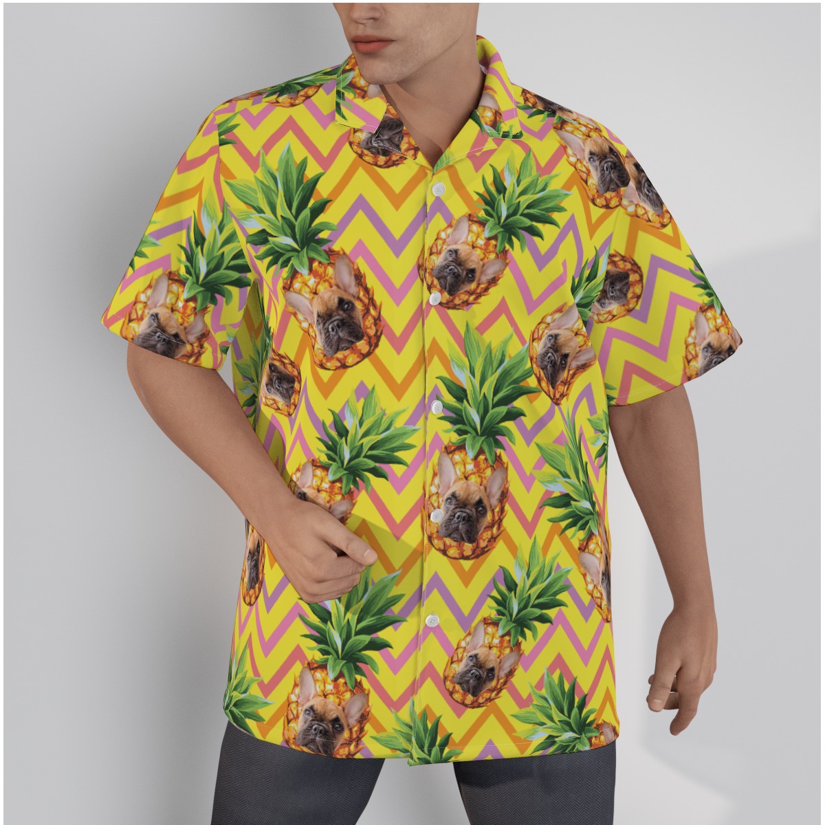 Funny Custom Pet Face With Pineapple Hawaiian Shirt - variant image 1
