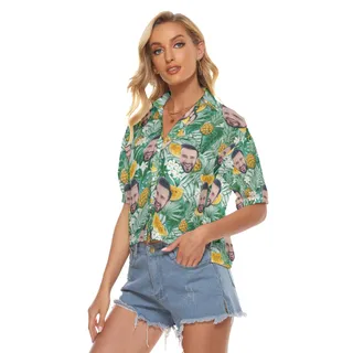 Custom Face Crop Top Hawaiian Shirt For Women