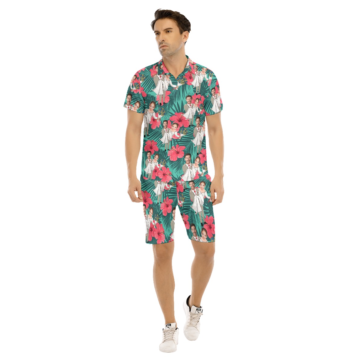 Men's Hawaiian Shirt Set With Custom Face Couple - variant image 1