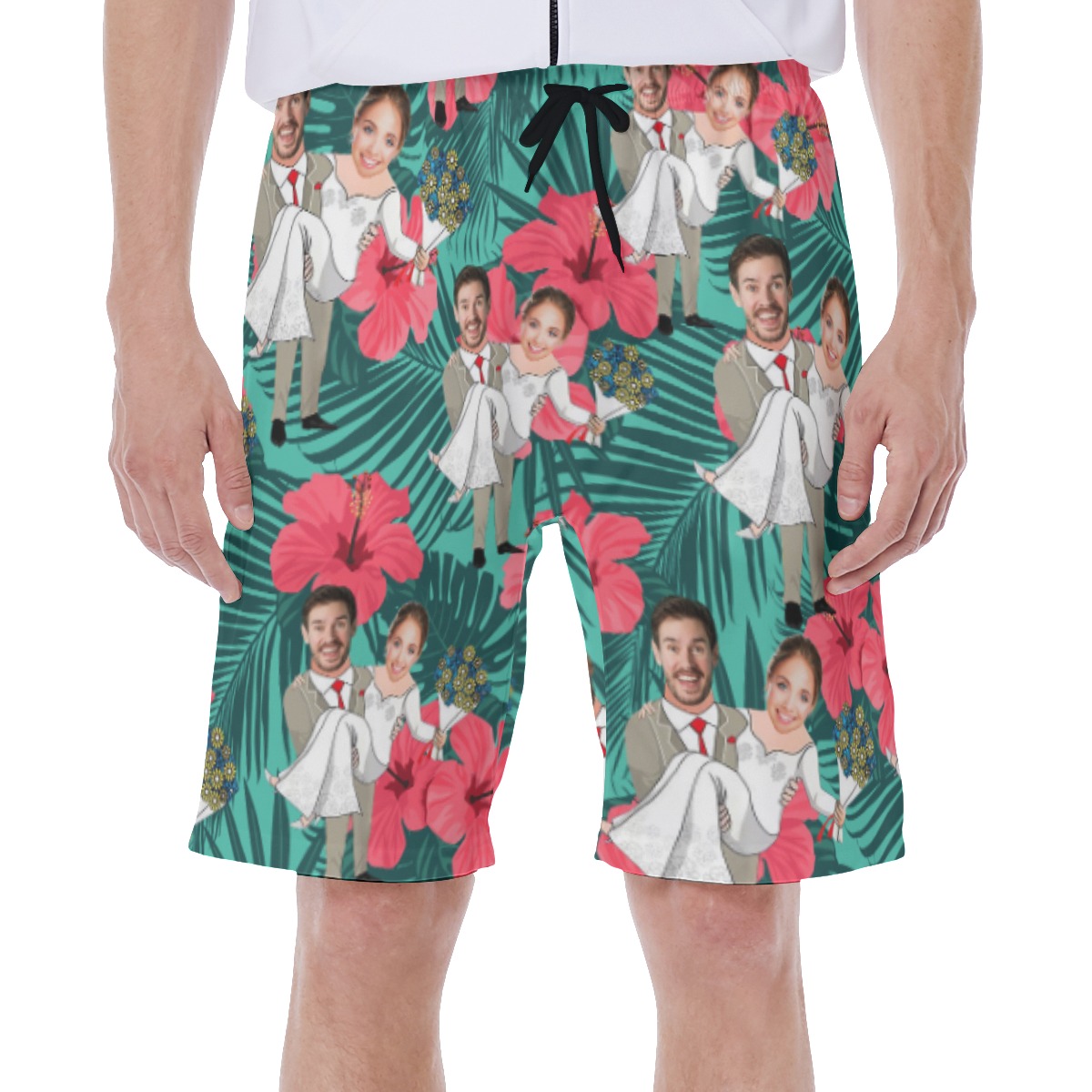 Custom Face Couple Wedding Men's Swim Trunks - variant image 1