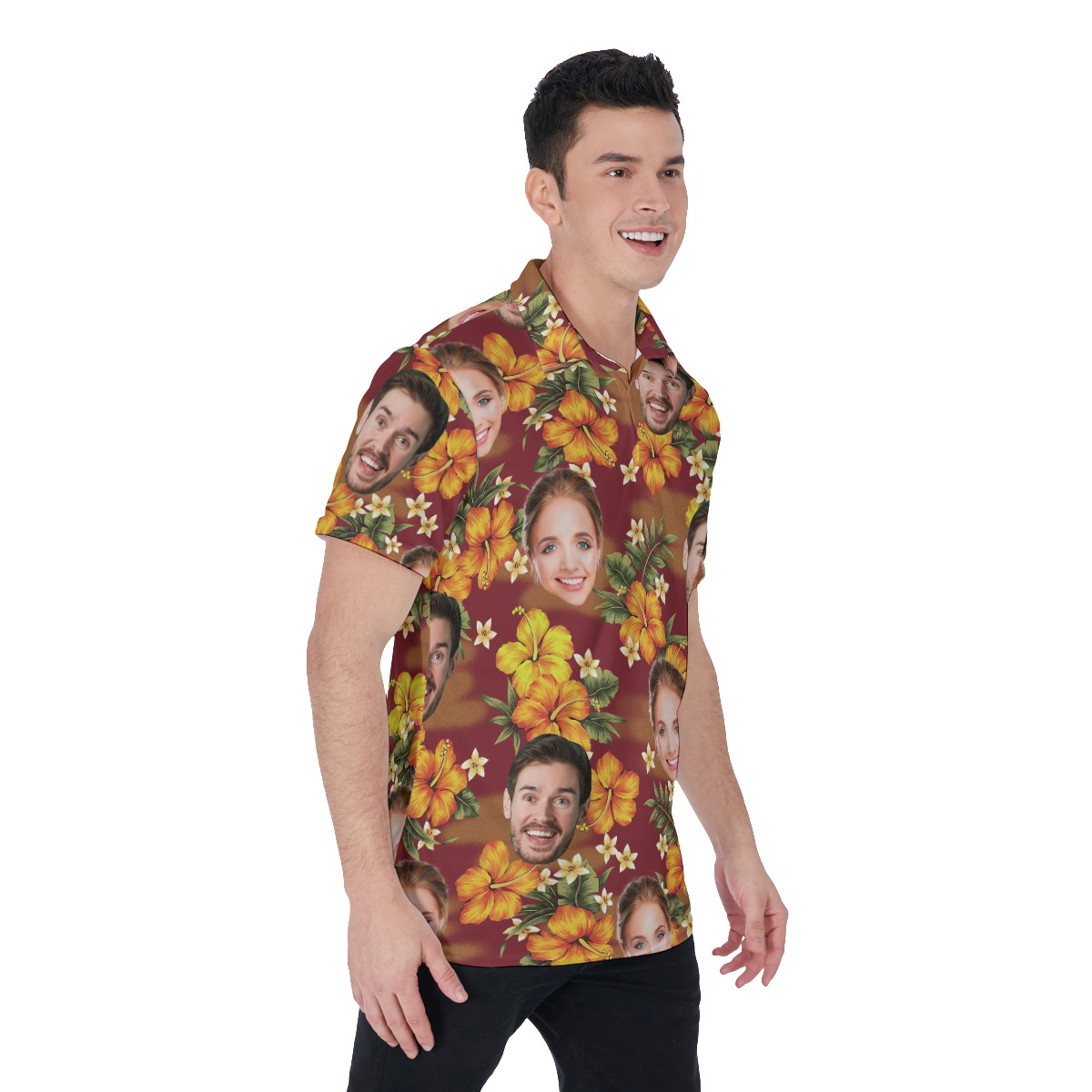 Custom Face Tropical Polo Shirt For Men