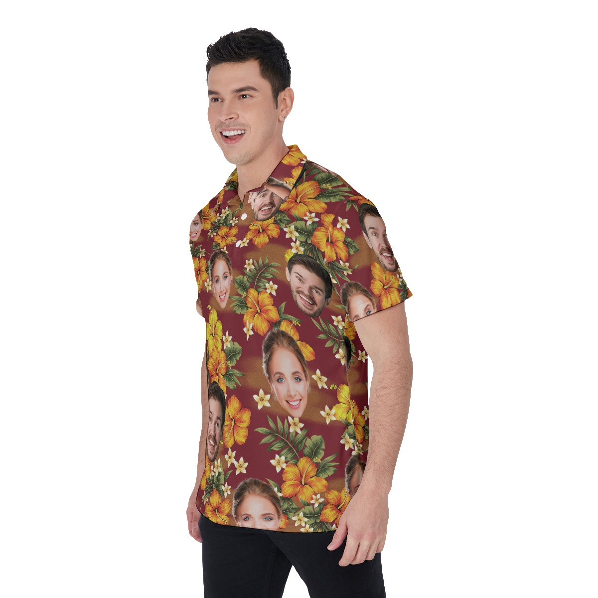 Custom Face Tropical Polo Shirt For Men