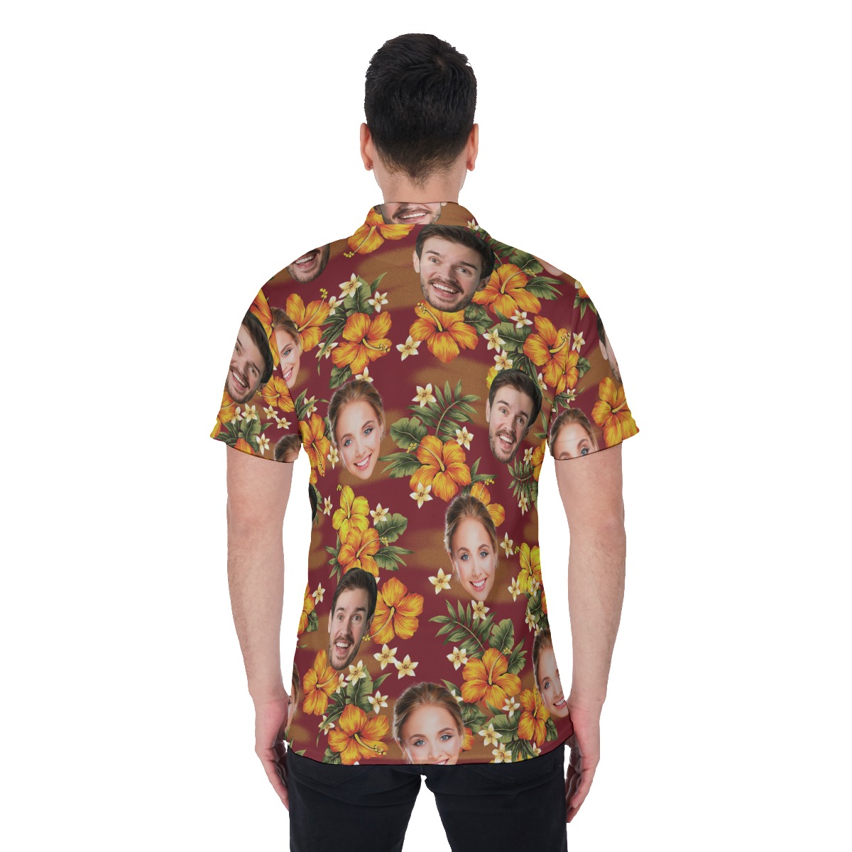 Custom Face Tropical Polo Shirt For Men