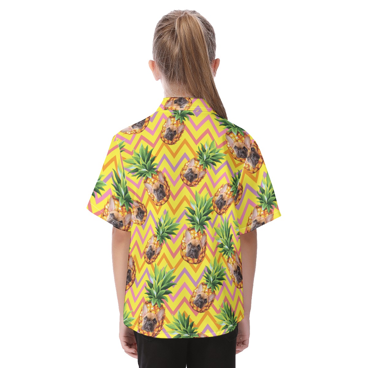 Cute Custom Pineapple Hawaiian Shirt With Pet Face For Kids