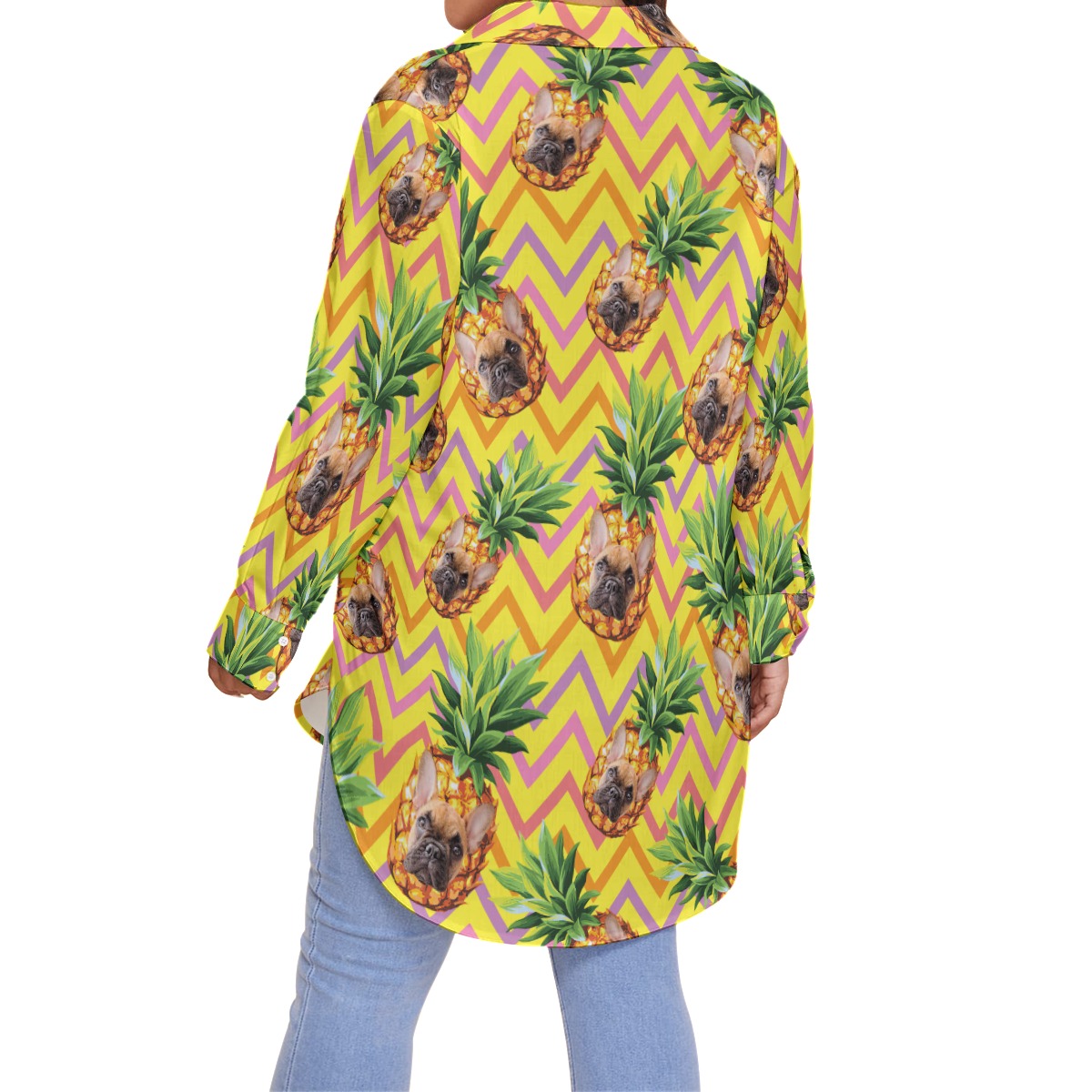 Funny Custom Pet Face Pineapple Hawaiian Plus Size Shirt For Women
