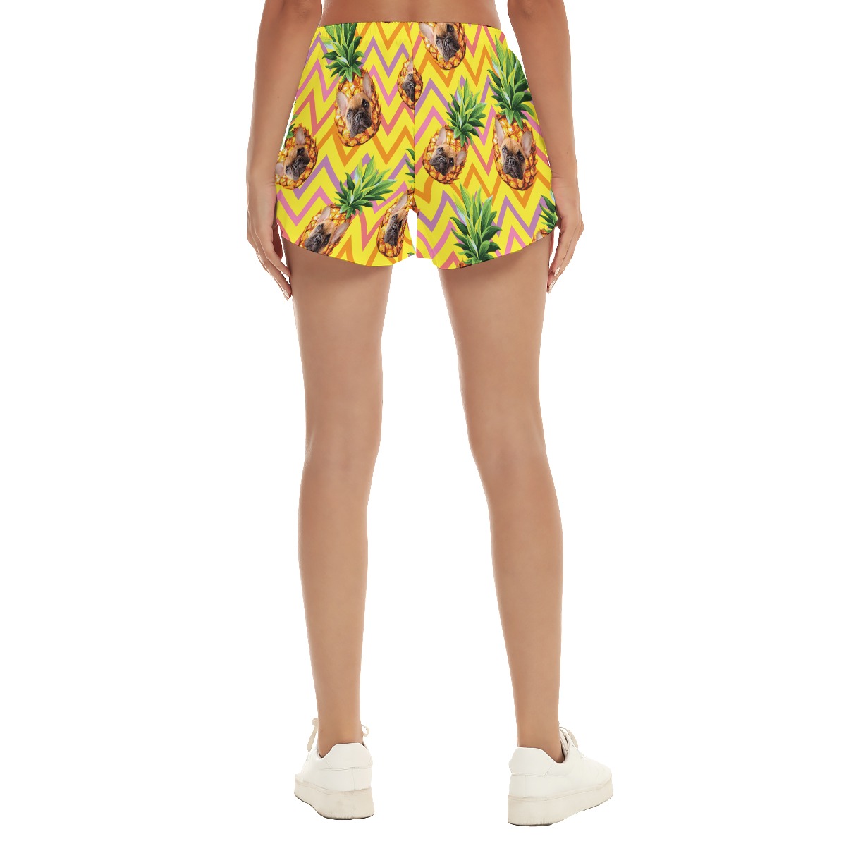 Pineapple Custom Pet Face Hawaiian Summer Beach Shorts For Women