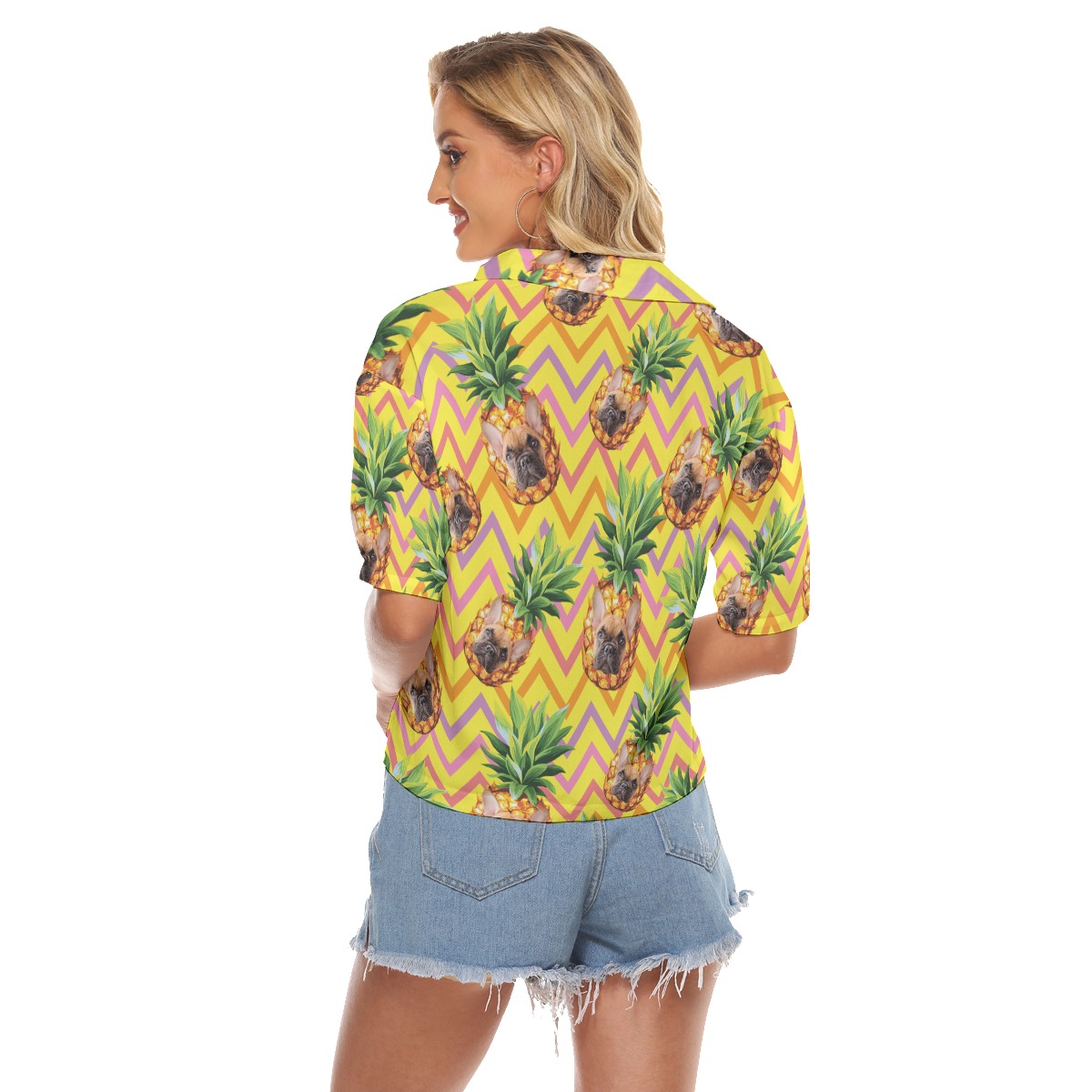Custom Pineapple Aloha Crop Top Shirt With Pet Face