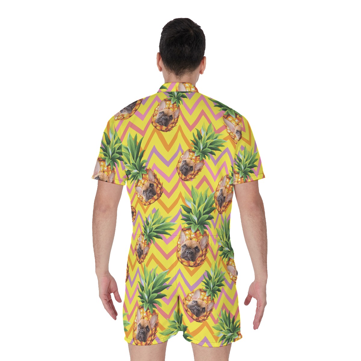 Cute Custom Pet Face With Pineapple Hawaiian Romper