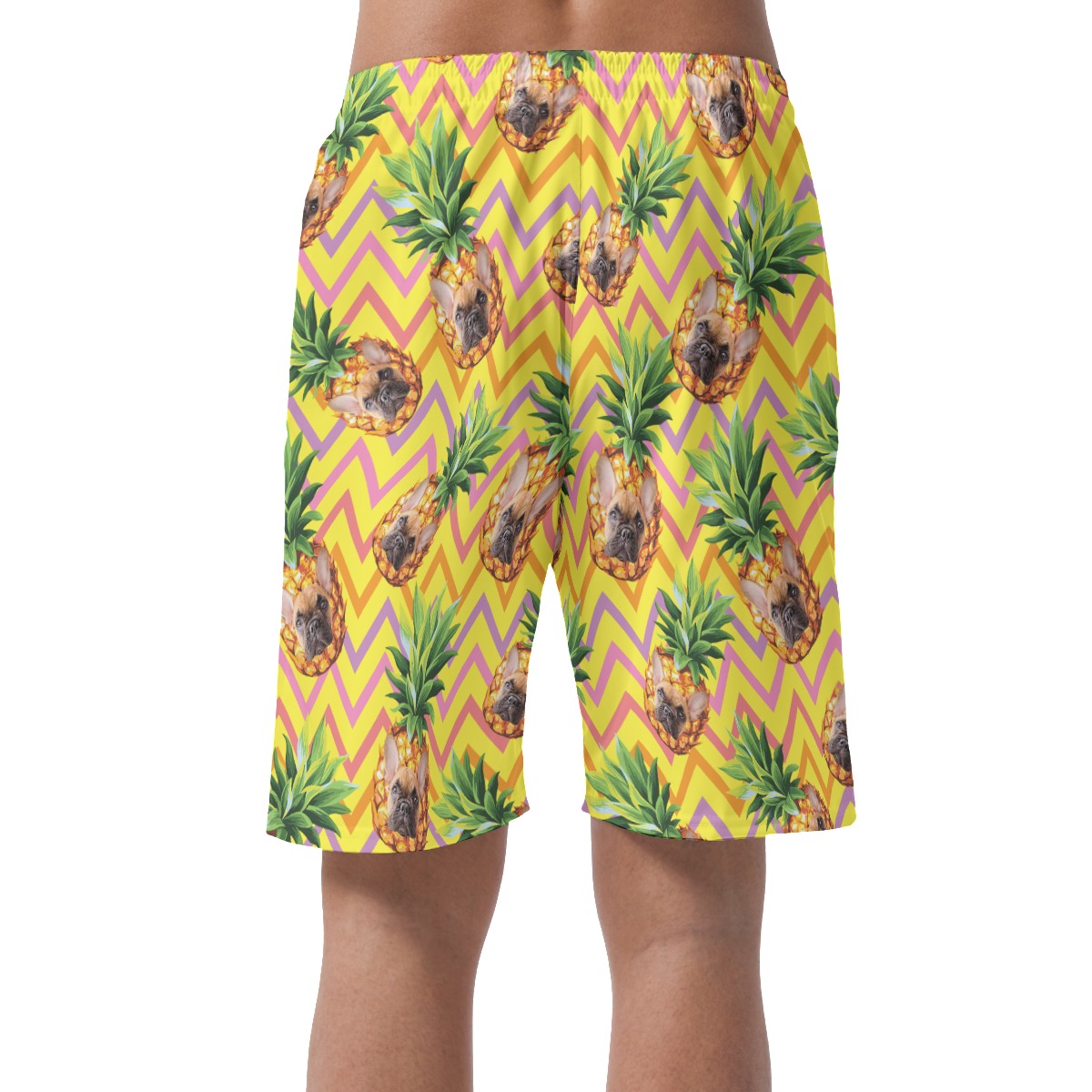 Cute Custom Pet Face Pineapple Summer Beach Shorts For Men
