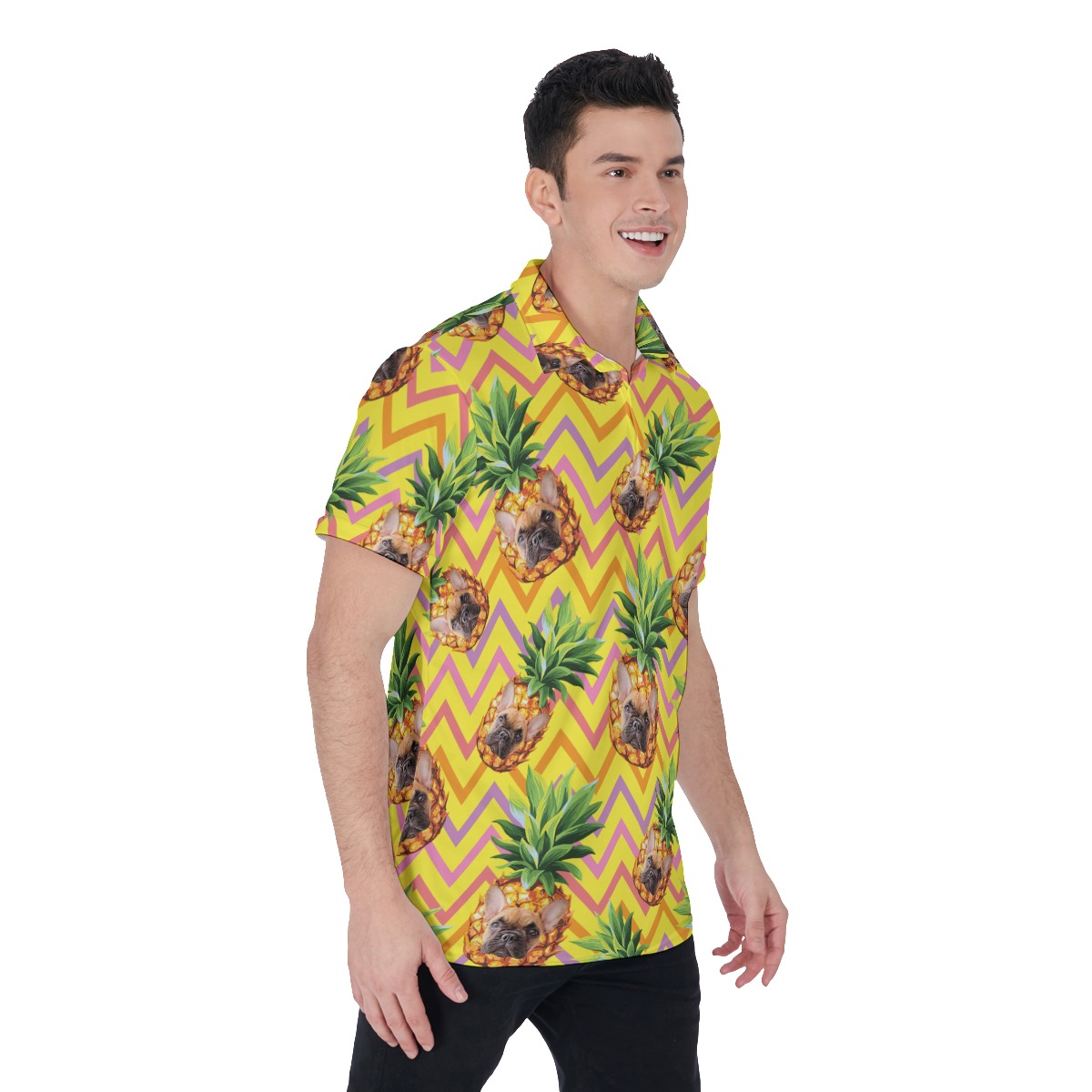 Custom Pineapple Hawaiia Polo Shirt With Pet Face