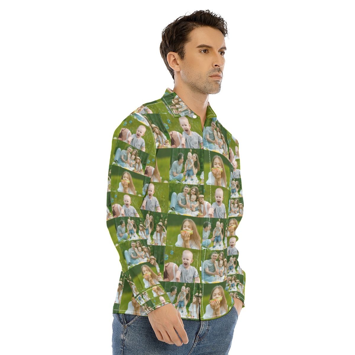 Custom Photo Long Sleeve Hawaiian Shirt