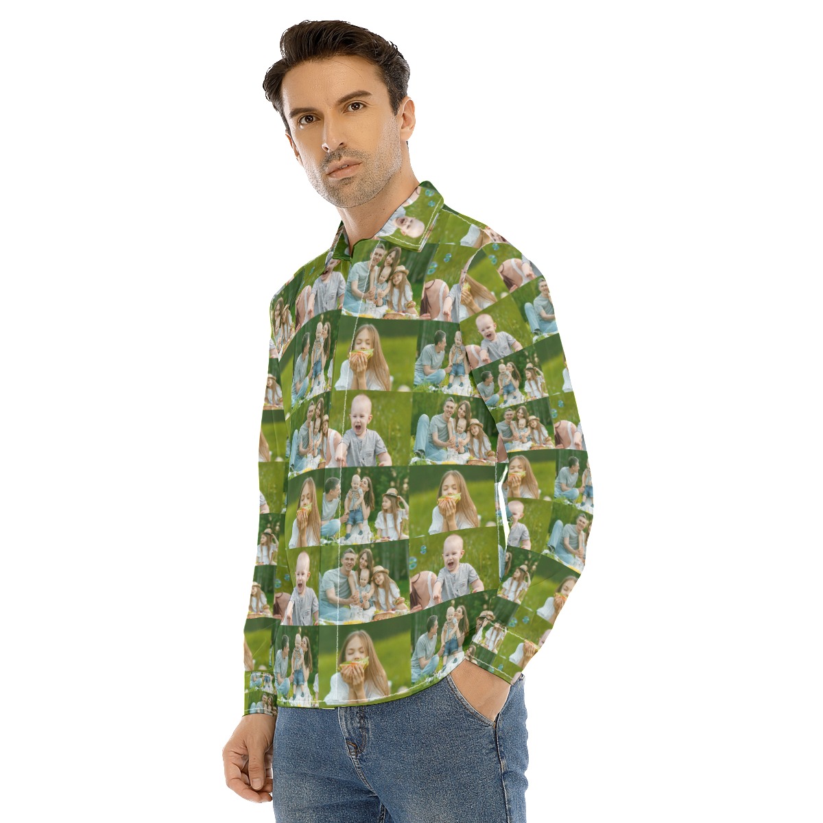 Custom Photo Long Sleeve Hawaiian Shirt