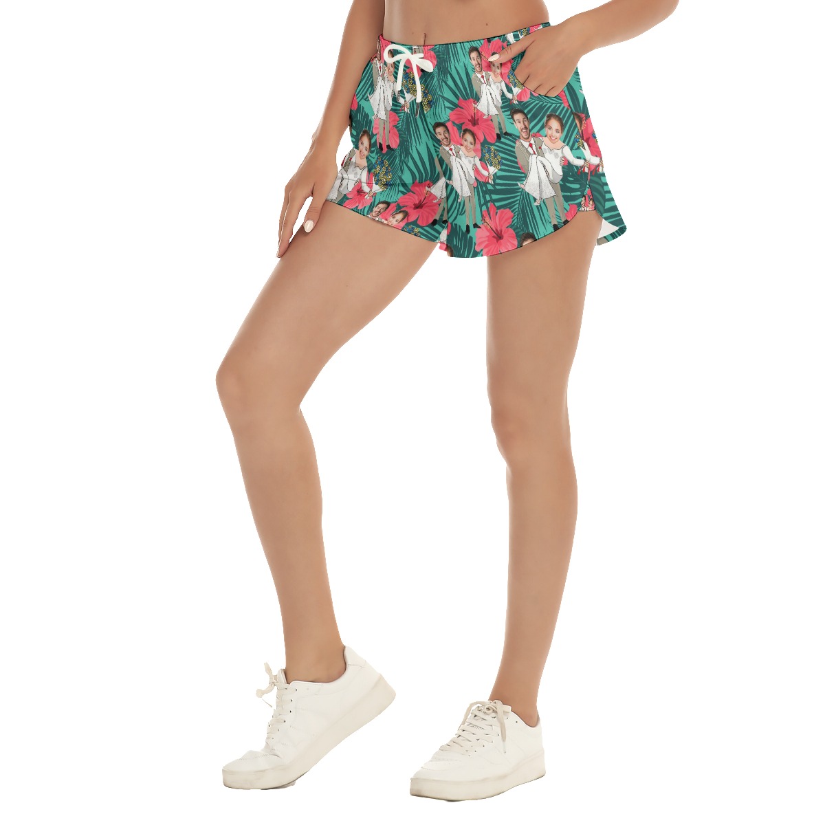Custom Face Couple Women's Beach Shorts