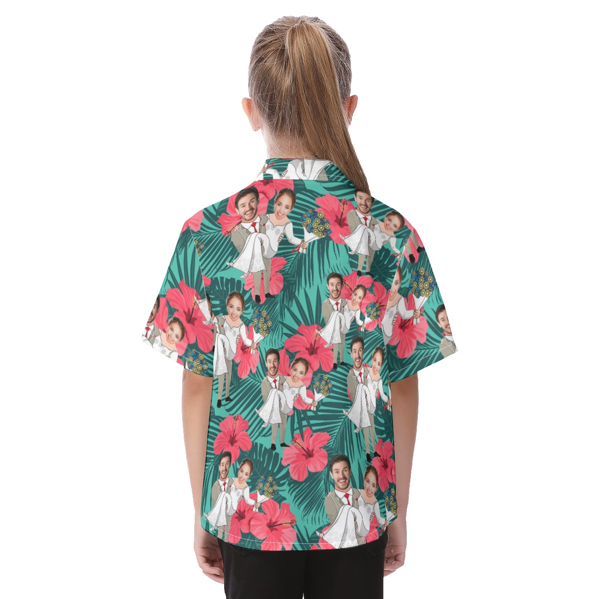 Kid's Hawaiian Shirt With Custom Face Couple