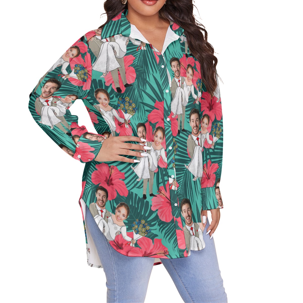 Women's Plus Size Hawaiian Shirt Custom Face