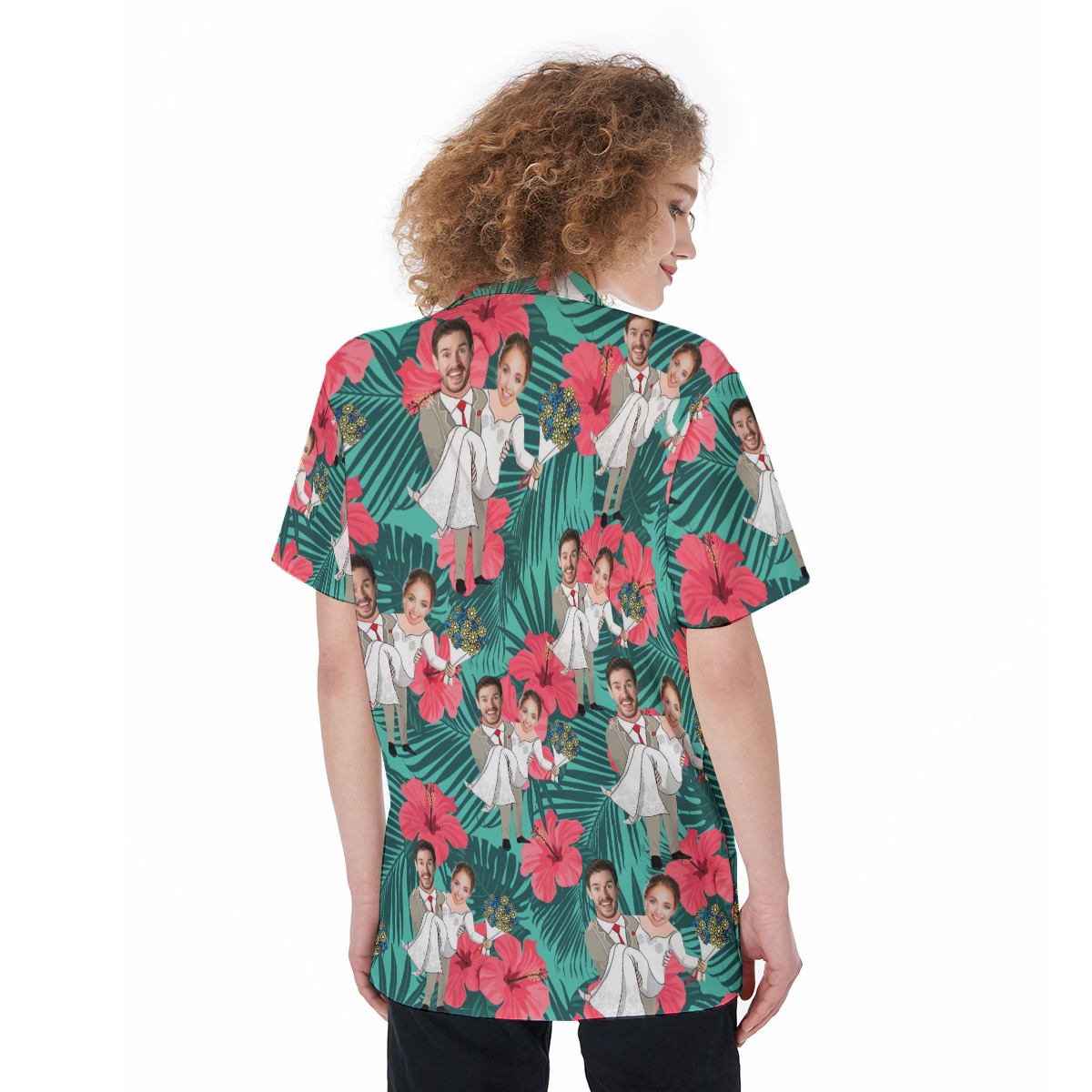Women's Hawaiian Shirt With Custom Face Couple