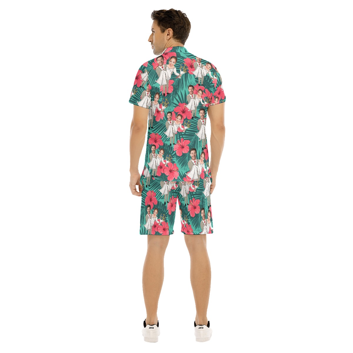 Men's Hawaiian Shirt Set With Custom Face Couple