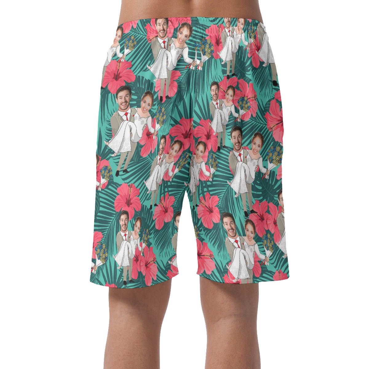 Custom Face Couple Hawaiian Shorts For Men