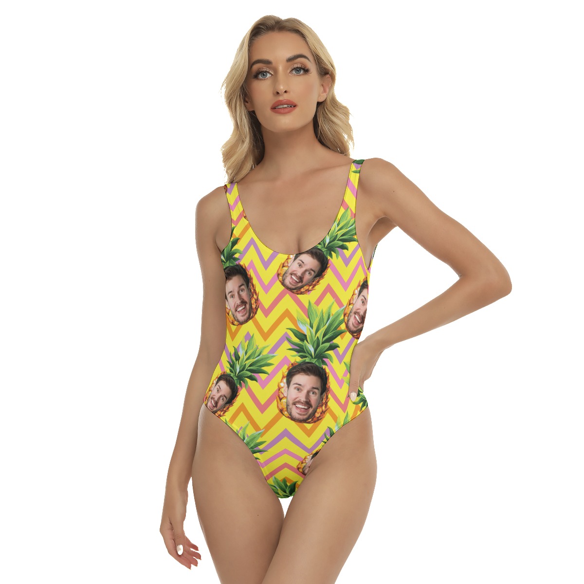 Pineapple Custom Face Sexy One Piece Hawaiian Swimsuit - variant image 1