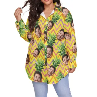 Funny Pineapple Custom Face Hawaiian Oversize Shirt