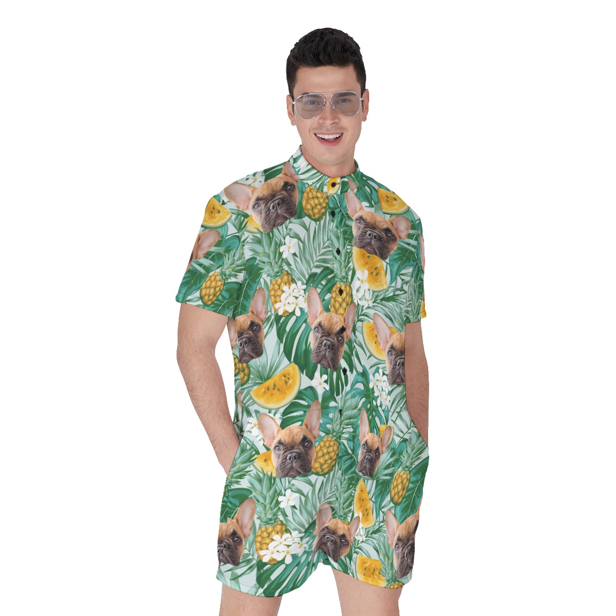 Men's Hawaiian Romper With Dog Face - variant image 1